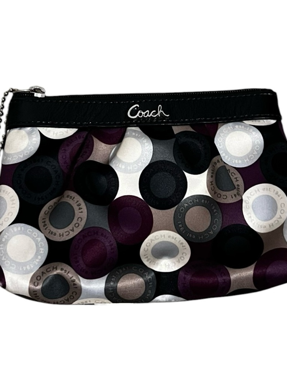 Coach Purple & Black Signature Circle Print Wristlet